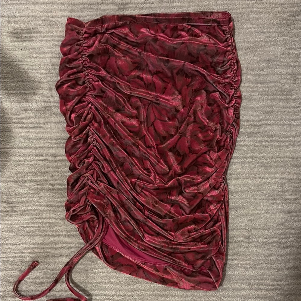 Anthropologie velvet ruched skirt